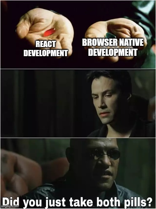 Meme about choosing both simple development and useful tooling